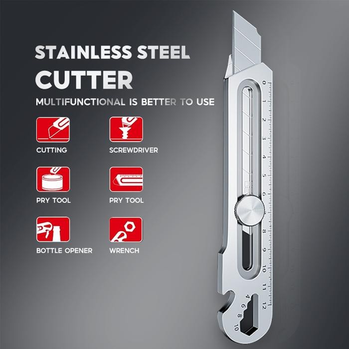 

ID 18MM HEATY DUTY UTILITY KNIFE MULTIFUNCTION STAINLESS STEEL ESTILETE PROFISSIONAL FERRAMENTA