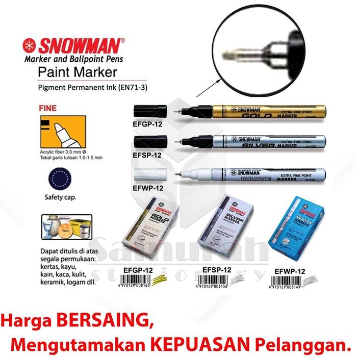

ID SPIDOL PAINT MARKER SNOWMAN WARNA PUTIH / PERMANENT FINE / EXTRA FINE