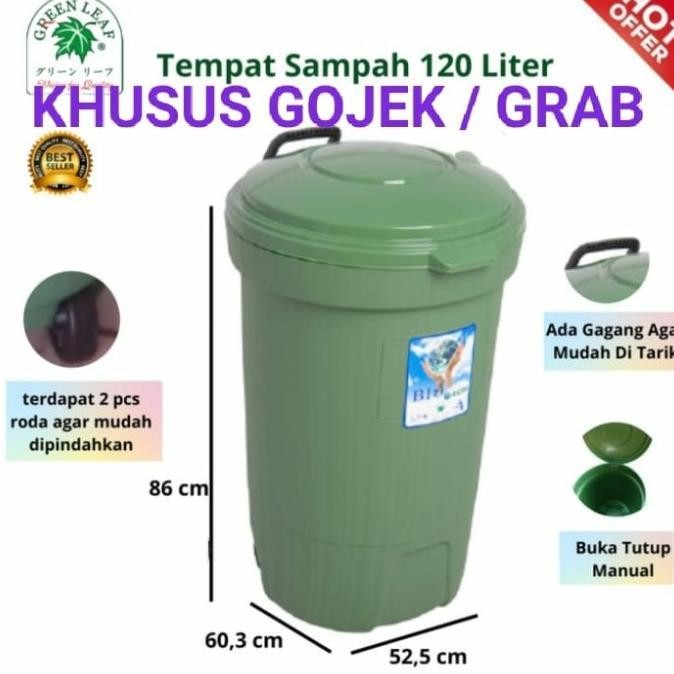 TEMPAT SAMPAH BESAR 120 LITER + RODA GREEN LEAF 2120/BAK SAMPAH/TONG