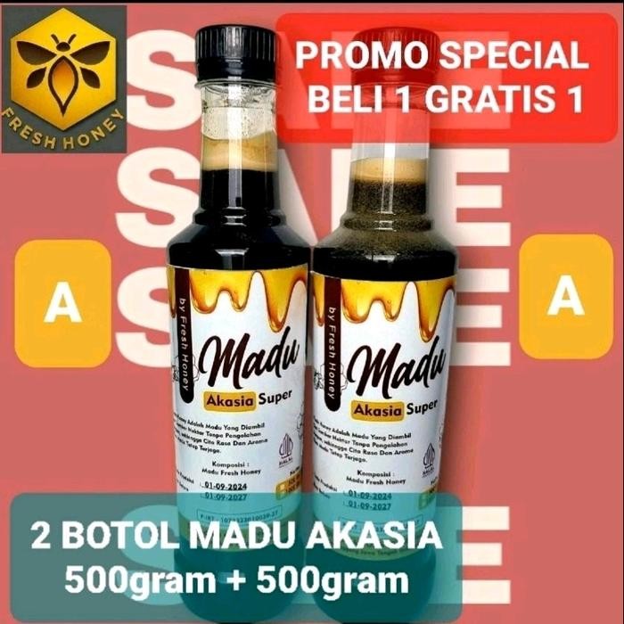 

MADU HUTAN AKASIA SUPER PROMO BELI 1 GRATIS 1 (2 BOTOL) - 100% ASLI, HONEY SYRUP BEBAS GULA - BAHAN,