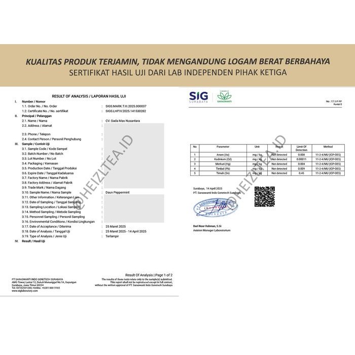 

HEIZL PURE PEPPERMINT TEA TEH PEPPERMINT DRIED MINT LEAVES DAUN TEH MINT 50GR