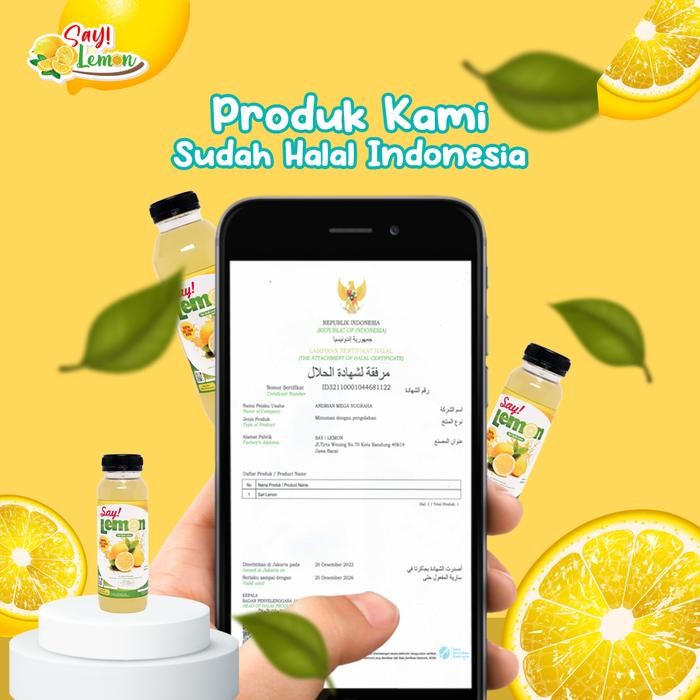 

SAY LEMON 1 BOTOL 500ML+1 BOTOL 250ML SARI LEMON MURNI BPOM JUS LEMON