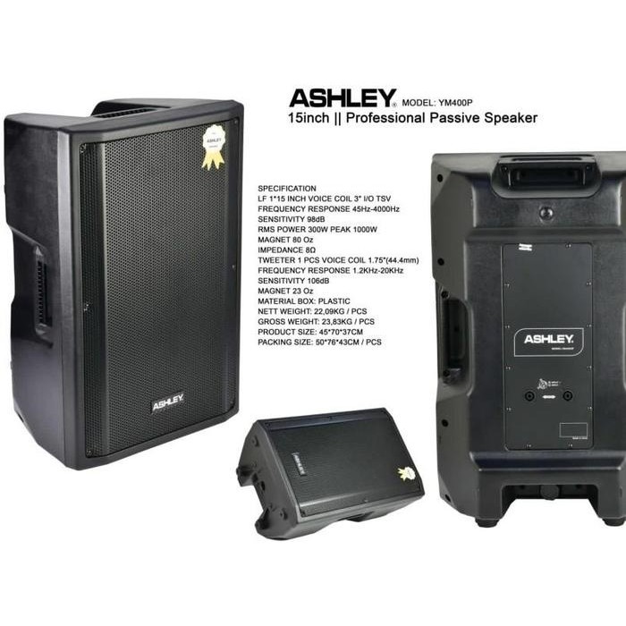 1 BOX Speaker Monitor 15 Inch 300 watt Pasif Ashley YM 400P YM400P ORIGINAL