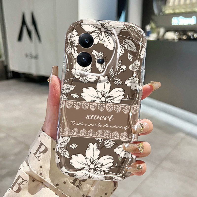Casing Hp Untuk VIVO V25 5G V25E V21E Y73 2020 Case Bunga daun Kasing Silikon Softcase Bezel Cesing 