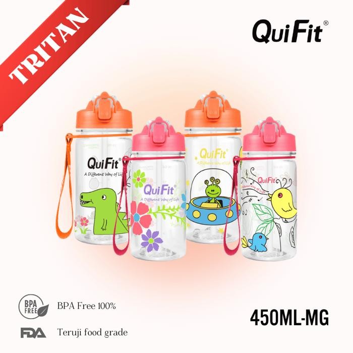 QUIFIT - [450MLMG] Botol num Tritan Motivasi Anak Anak 100% BPA Free