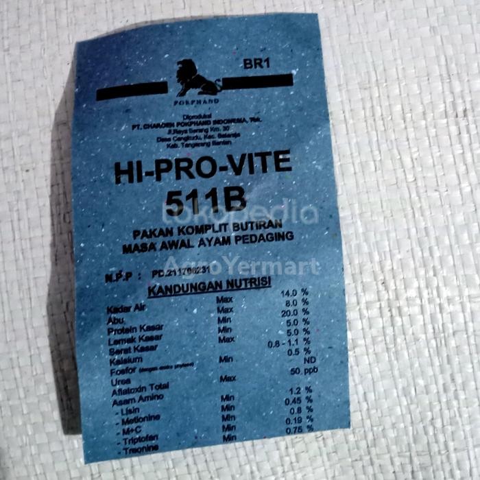 Pur Ayam 511 Repack 25 Kg Pakan Ayam Hi Pro Vite Bisa dan Kargo