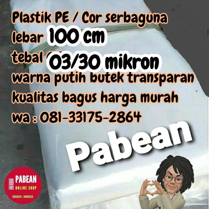 

Plastik cor lebar 1m tebal 30 roll 50 meter putih bening transparan