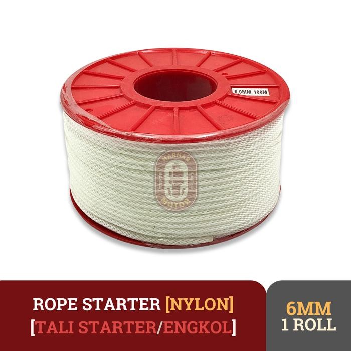 TALI STARTER 6MM NYLON IMPORT 1 ROLL 100M ROPE STARTER NYLON IMPORT 6MM 1 ROLL 100M