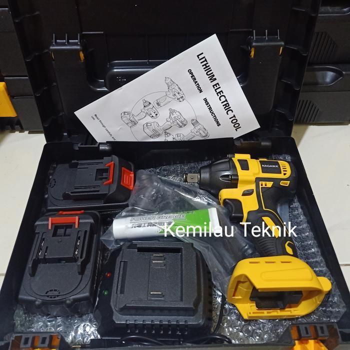 Sale Mesin Bor Baterai Impact Wrench 21V Nagawa Nic21K Cordless Buka Baut
