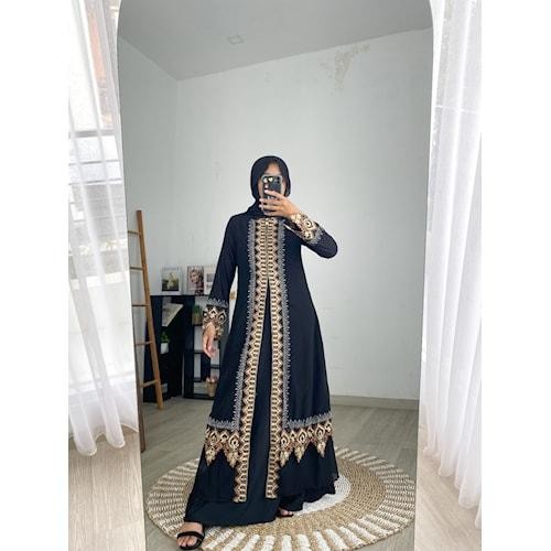 Baju Muslim Abaya Arab Turkey Hitam Gamis Dress Jersey Size M L Xl Xxl