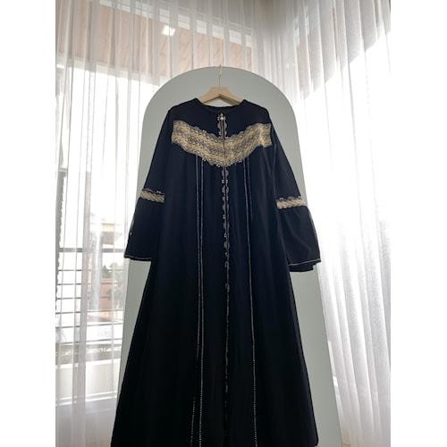 Baju Muslim Abaya Gamis Hitam Mewah Arab Saudi Syari
