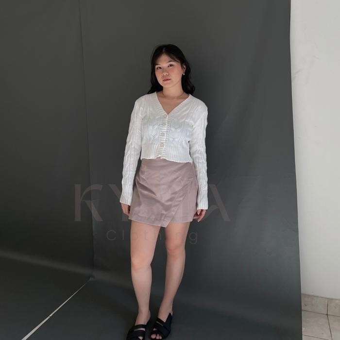 Soya Outer - 26025 Kardigan Kancing Sbaris Kerah V Gaya Baru 2024, Sweteer Lengan Panjang Pola Rami