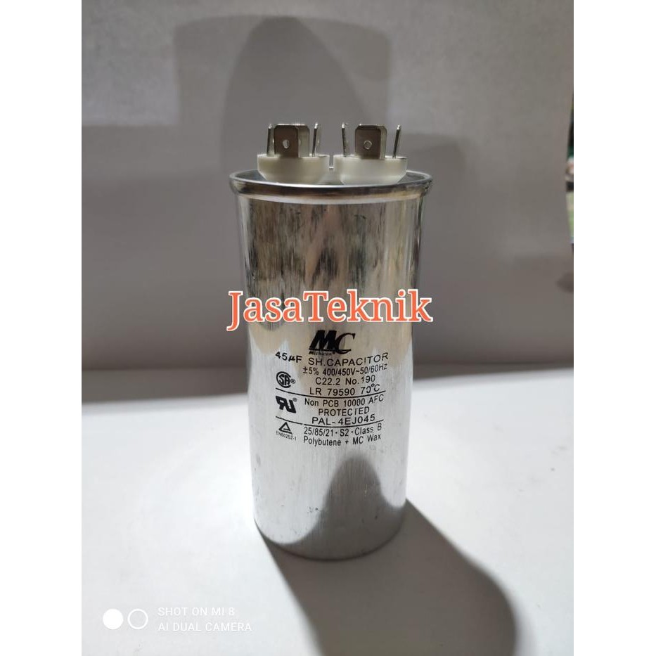 KAPASITOR AC MC 45UF 45 UF / CAPACITOR AC COM MC 45UF 45 UF SOCKET 2