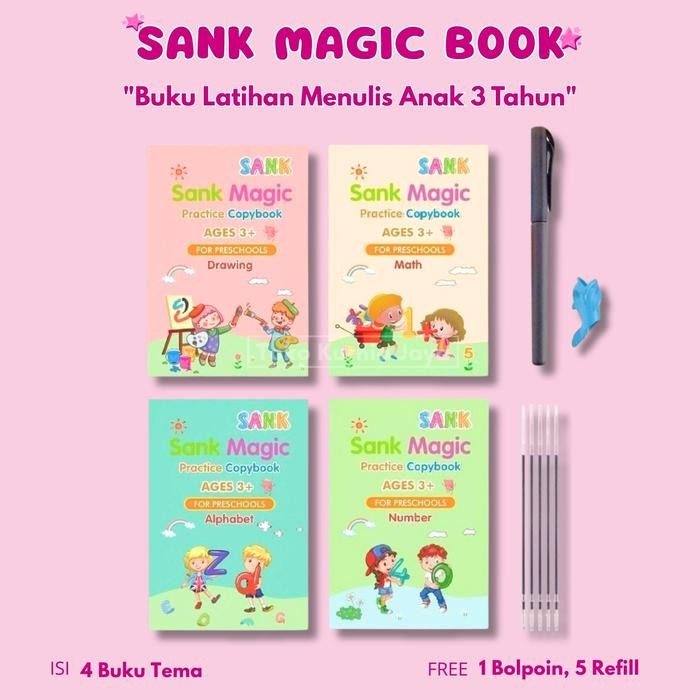 

New [KJ] Sank Magic Book Paket Lengkap Belajar Menulis dengan Pulpen dan 5 Isi Ulang Buku Edukasi