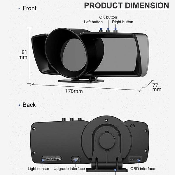 Pengukur Otomatis A600 Hud Gps + Sistem Obd, Speedometer Komputer