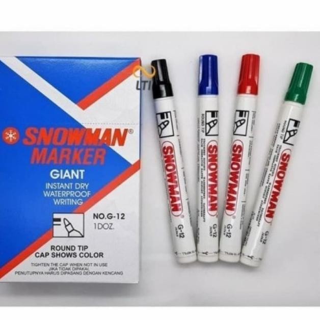 

New Spidol permanent merk SNOWMAN G12 Hitam/Biru/Merah/Hijau
