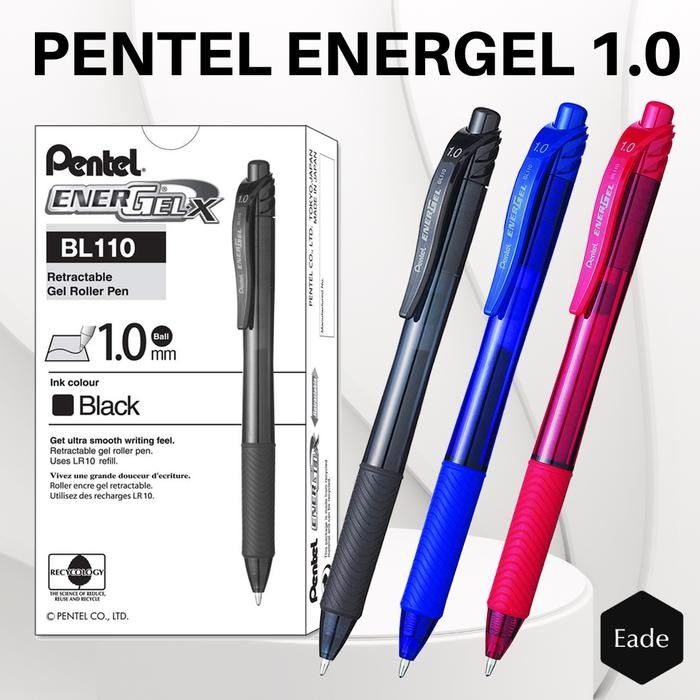 

New Pulpen / Ballpoint Pentel Energel 1.0 BL 110 - Hitam / Biru / Merah