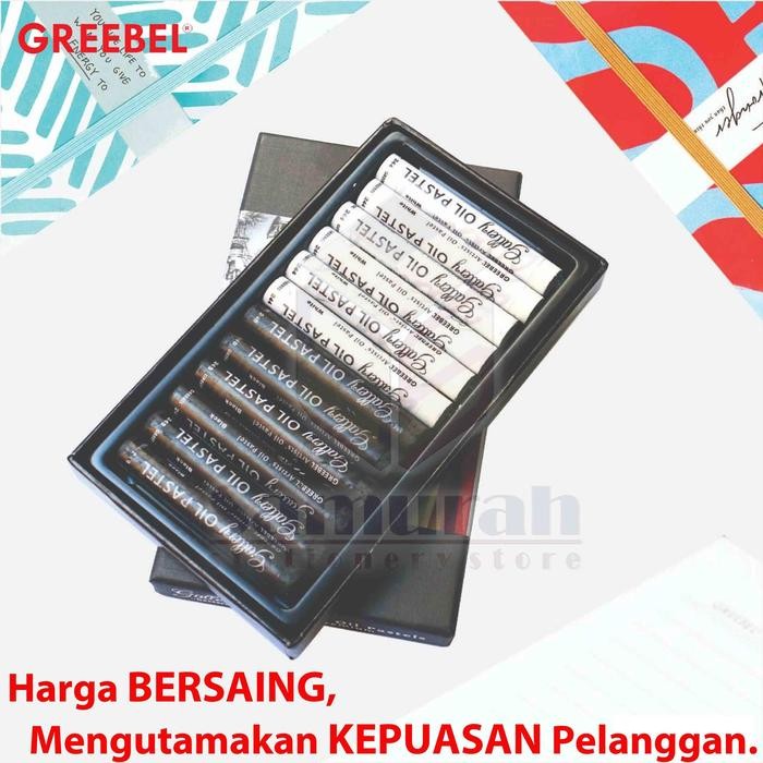 

Crayon Greebel Artist 12 Pcs Hitam - Putih / Krayon Gambar Oil Pastel Profesional Bw Black - White