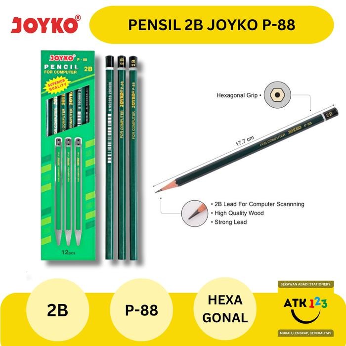 

New Pensil Joyko Original 2B / Pensil Komputer / 1 Pak Isi 12 Pensil Murah