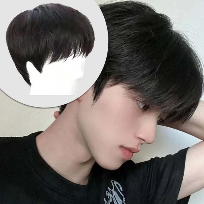 Wig Pria Rambut Palsu Rambut Palsu Dewasa Cowok Pendek Wig Korea Style Rambut Palsu Pria Rambut
