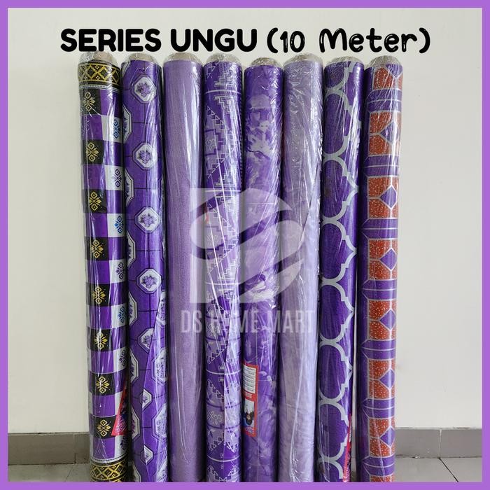 KOLEKSI UNGU (ROLL 10 METER): Karpet Lantai Plastik Vinyl Alas Meja Pengganti Keramik Daimaru