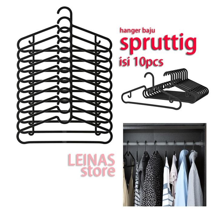 Hanger Baju Plastik dengan Pengait / Hanger Baju Plastik Hitam 10 pc