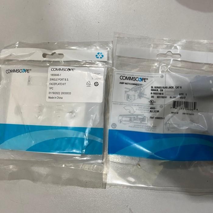 Faceplate 2 Port / Dual Port Amp Commscope + Modular Jack Cat 6 Terlaris