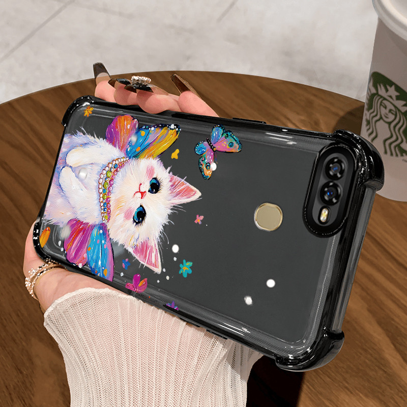 Casing Hp untuk OPPO A7 A5s A12 A12s A11K Case Kucing cat air yang lucu Kasing Perlindun Anti-Drop a