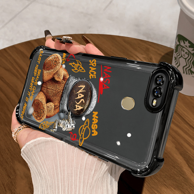 Casing Hp untuk OPPO A7 A5s A12 A12s A11K Case Beruang NASA Kasing Perlindun Anti-Drop airbag Kesing