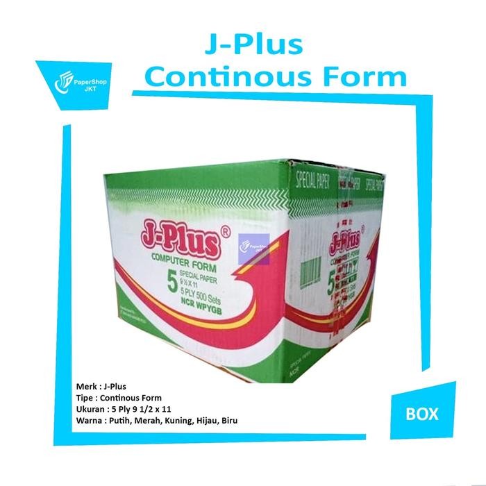 

JUAL Jplus - Continous Form 5 Ply 9 1/2 x 11 Ncr Kerta Komputer