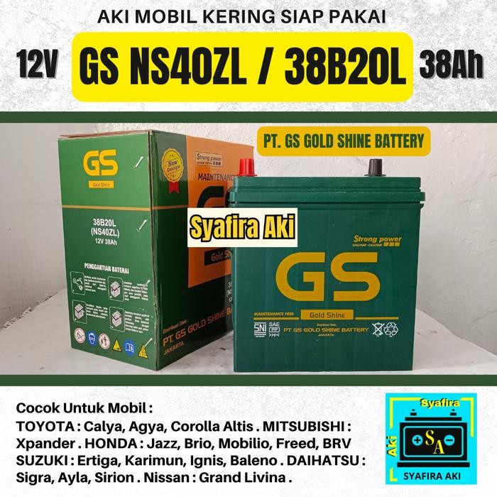 Aki mobil Agya, Ayla, Calya, Sigra, Sirion GS MF NS40ZL Accu kering