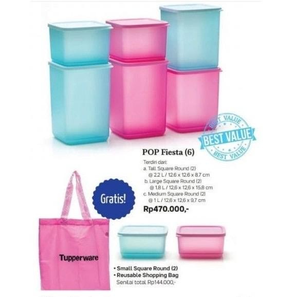 Tupperware pop fiesta free tas toples set 8pcs
