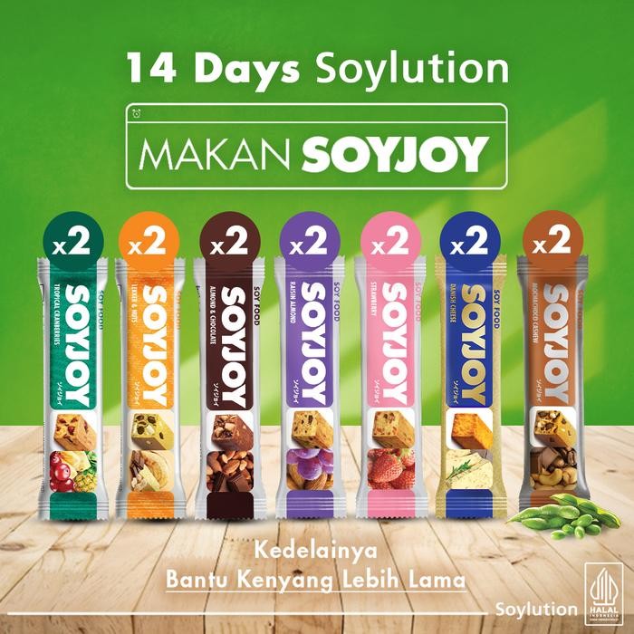 

Baru 14 Days Soylution SOYJOY Snack Bar Kedelai 14 Bar