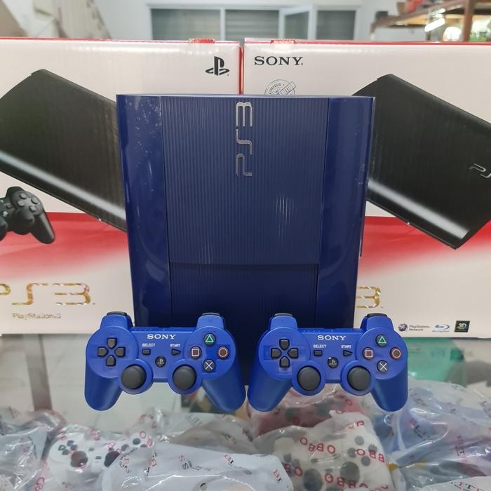 PS3 SUPER SLIM SPECIAL EDITION BIRU 500GB FULL GAME 2 STIK ORI