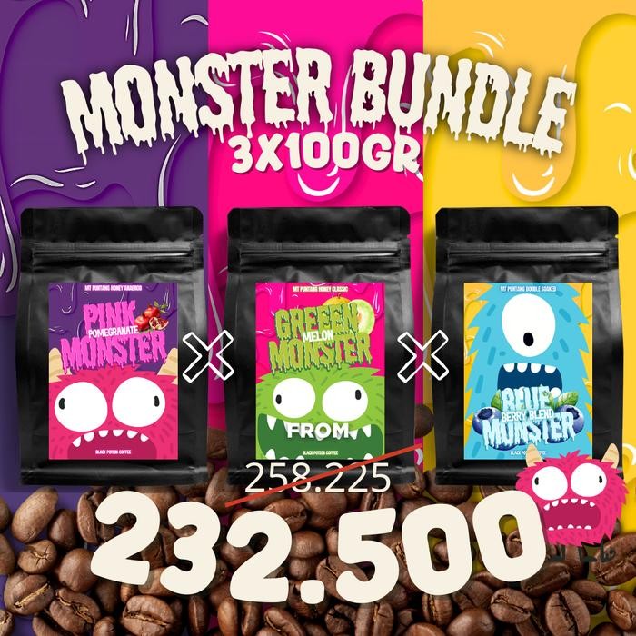 

Coffee Bundle Monster Series (3x100 gram) roasted beans specialty biji kopi by BLACK POTION