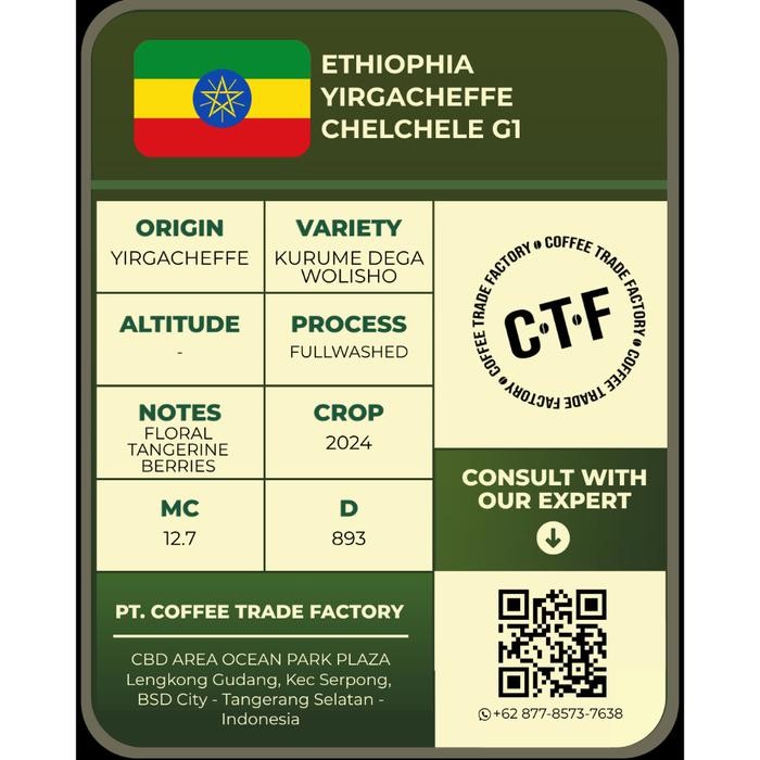 

Green Beans Arabika Ethiopia Chelchele G1 / Coffee Trade Factory CTF / Green Bean Arabica Ethiopia