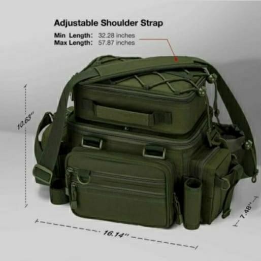 Tas Reel Pancing Dobel Waterproof Tas Peralatan Memancing Selempang