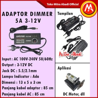 Adjustable Power Adapter Dimmer / Adaptor Dimmer 5A AC - DC 3 - 12V