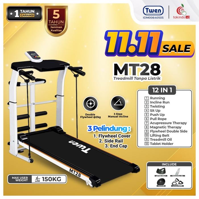 Treadmill Manual Alat Fitness Multifungsi Twen 5 in 1 Twen MT21 MT28