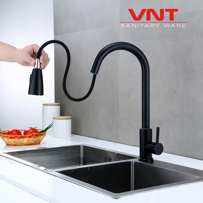 Cuci Gudang Vnt Keran Dapur Panas Dingin Kran Cuci Piring Tarik Hitam Kitchen Sink