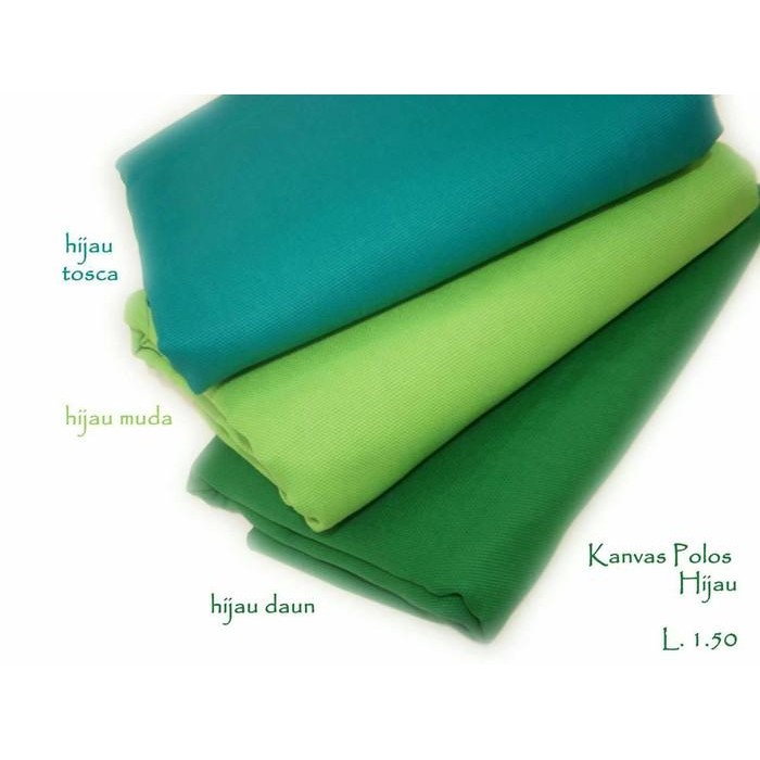 GGAF Kain Kanvas Polos. Lebar 150 Cm Hijau Tosca, Hijau Muda , Hijau Daun