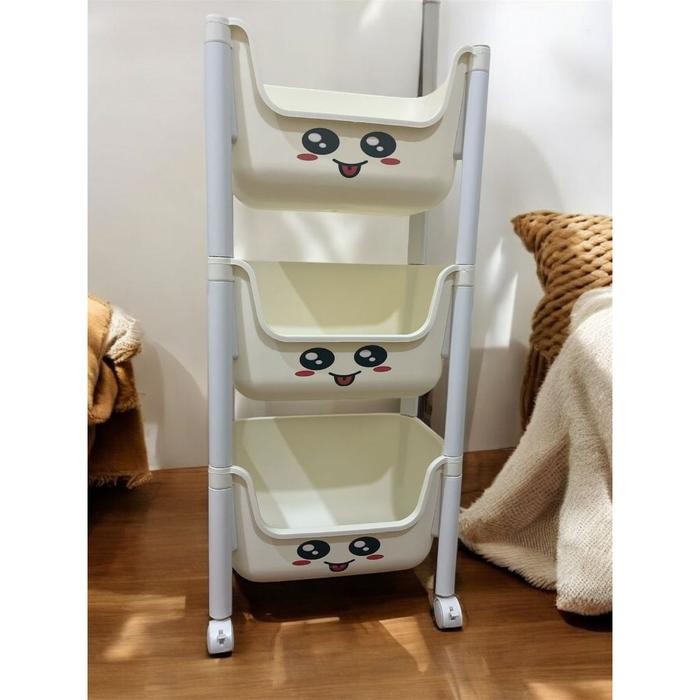 Informa Houseware - Rak Susun Penyimpanan Terbuka Rak Penyimpanan Mainan Serbaguna Rak Trolley Susun