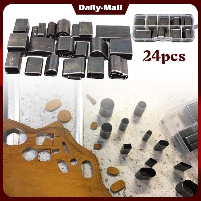 

ID 24 PCS ALAT PEMBOLONG KULIT HANDMADE DIY BAHAN BAJA DIES PLONG PUNCH
