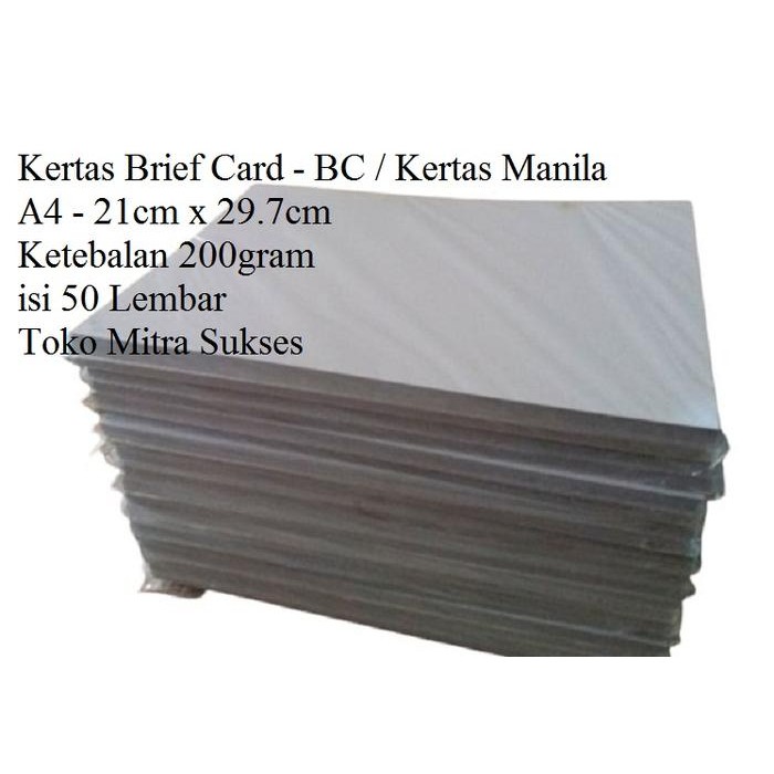 

KOIC Kertas Brief Card - Bc - Kertas Manila 200Gram A4 Isi 50 Lembar