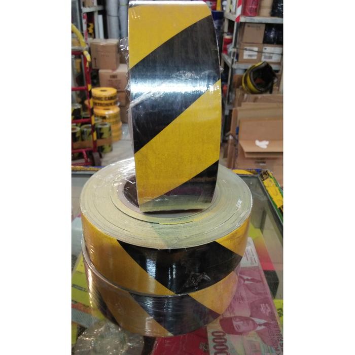 Bisa Grab Sticker Reflective Kuning-Hitam/Police Line