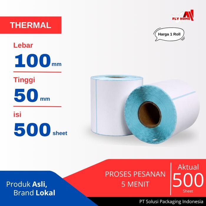 

KOIC Flyhome Kertas Thermal 100Mm A6 100X150 Label Sticker Barcode 500Sheet