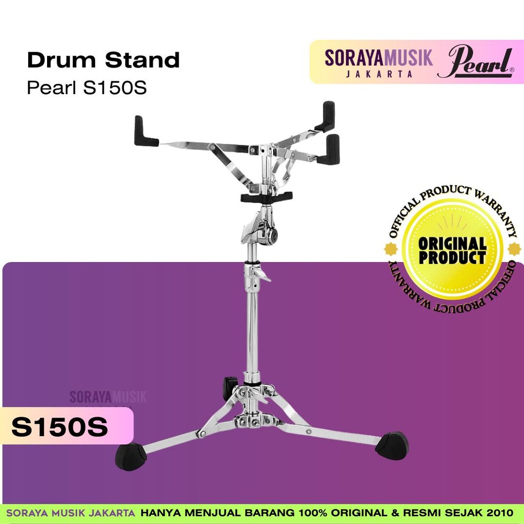 Pearl S-150S S150S Snare Drum Stand | Lightweight Flat-Based Snare Drum Stand | Garansi Resmi Distri