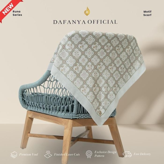 - Runa Series Jilbab Motif Mm Kerudung Segi Empat Hijab Scarf bahan Voal Laser Cut