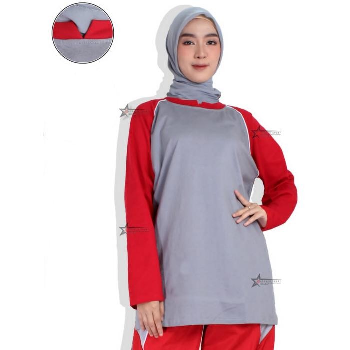 Kaos Reglan muslimah / Kaos oblong muslimah / Atasan Baju Olahraga Wanita Muslim Celana Panjang