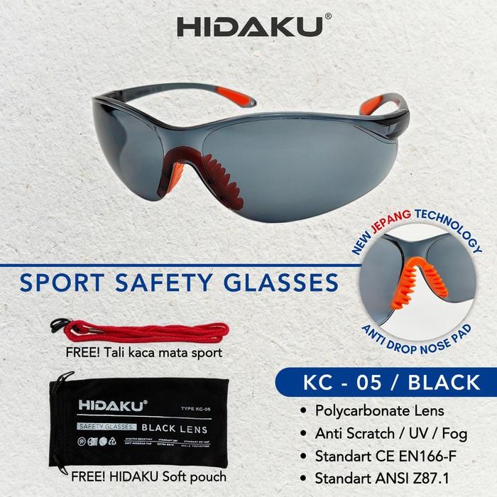 PJ Kacamata Safety Fashion Anti UV STANDART ANSI Z87.1 Hitam Smoke